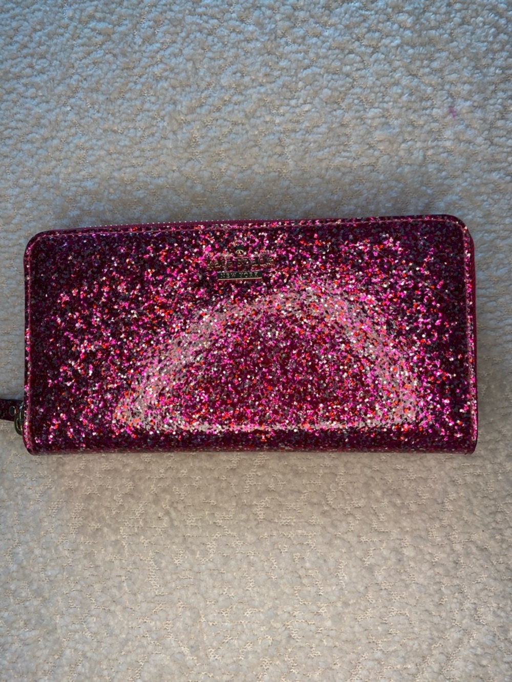kate spade Hot Pink Glitter Zip-Around Wallet